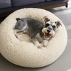 SEOUGEE Calming Donut Dog Bed, Fluffy Plush Round Cat Bed,