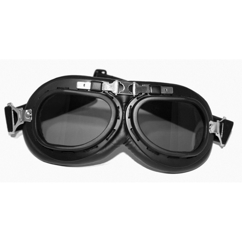 Stark H110 Leather Retro Oldtimer Helmet with Goggles Size S