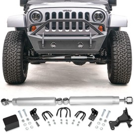 For Jeep Wrangler JK Dual Steering Stabilizer, N3 Dual Steering Stabilizer Kit for Jeep Wrangler JK 2007-2018 with 2" of Lift or Higher, Replace for 8734930