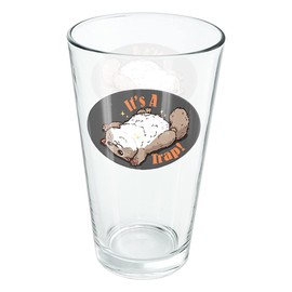 LOGOVISION It'S A Trap Cat Belly Rubs Funny 16 oz Pint Glass, Tempered Glass, Printed Design & A Perfect Fan Gift | Great for Cold Beverages, Soda, Water
