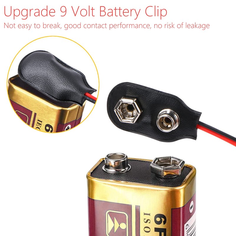Yoodelife 9V Battery Clip Connector, 9 Volt Long Cable Connection