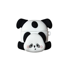 Rertnocnf Case Compatible with 2024 Airpods 4, Cute Kawaii Panda Design Earbuds Cover, Kids Boys Girls Portable Accessories Soft Silicone Wireless Earphone Shockproof Protector for Gifts Black White