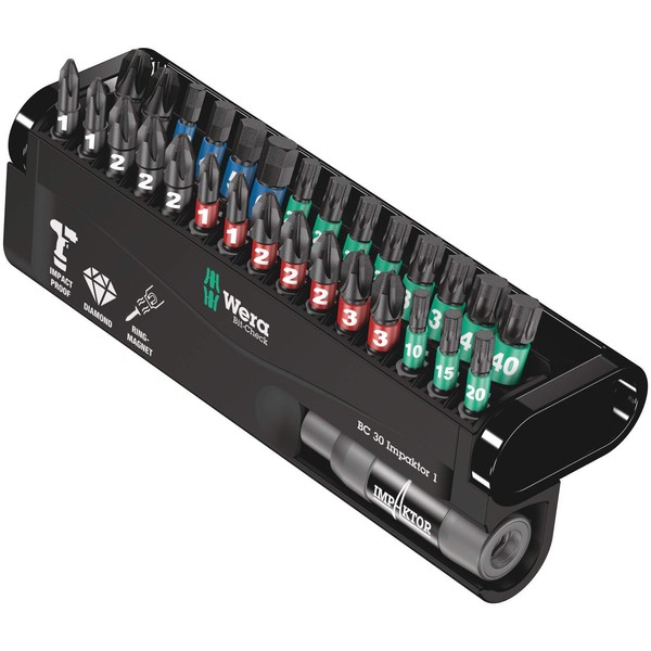 Wera 05057690001"Impact 1" Bit-Check - Silver (30Piece) [Energy Class A]