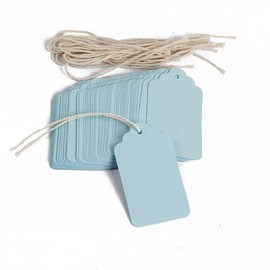 Obling Paper Tags, Gift Tags with String 7cm X 4cm Blue Craft Tags Paper Tags with Twine Perfect for Arts and Crafts, Christmas, Valentine's Day, Wedding and Holiday, Tags for Gift, 100PCS