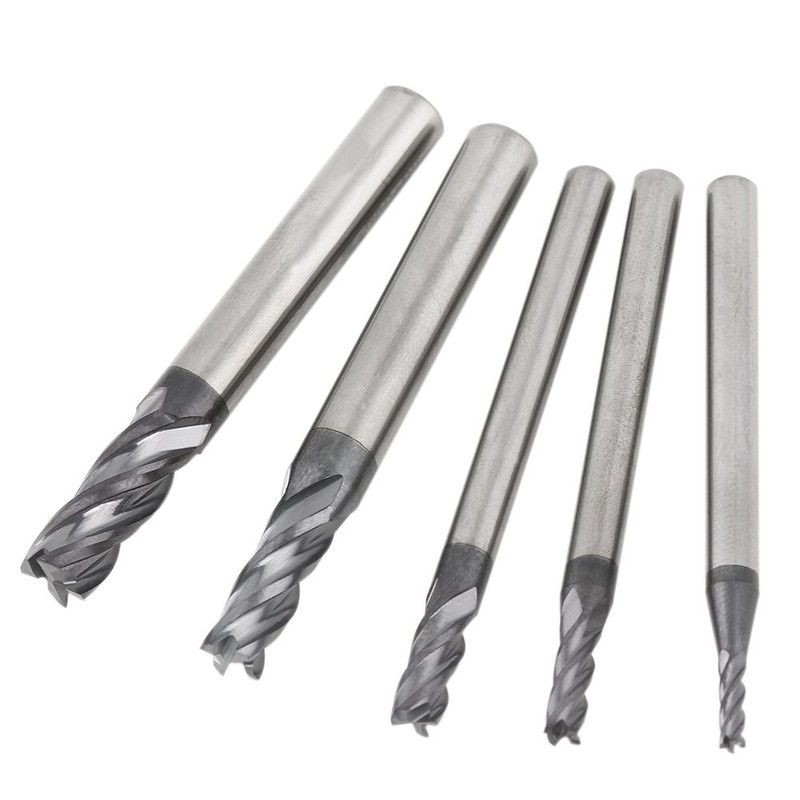 FTVOGUE 5pcs 4-Flute Drill, Milling Tools Milling Cutter End Mills