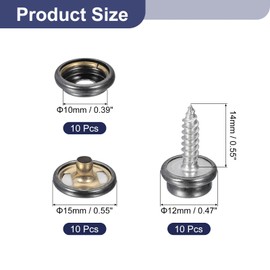 QUARKZMAN Pack of 10 Canvas Snap Kit, Fixing Tool, Marine Grade Boat Canvas Snaps, Heavy Duty Snap for Furniture, Canvas, Tent Boats, Metallic Black