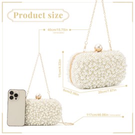 OPLERT Women's Pearl Evening Handbags Pearl Clutch Purses for Wedding Bridal Party Prom, beige