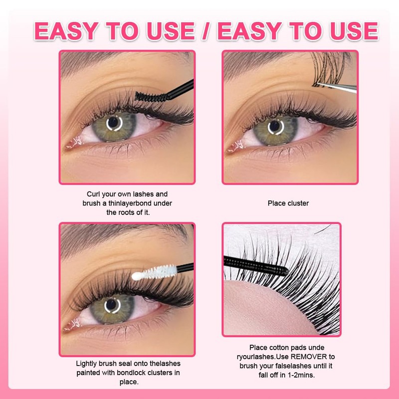 Manga Lash Clusters Kit 8-16mm Thick Volume Lashes Clusters DIY