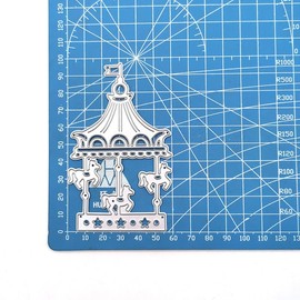 1 Pcs Cute Carousel Whirligig Cutting Dies,DIY Scrapbooking Artist Metal Cutting Dies Stencils for DIY Scrapbooking Decorative Embossing Paper Cards Handcraft Die Cut Size 9.4x5.8cm