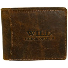 WILD THINGS ONLY !!! Men's Genuine Leather Wallet with RFID Protection and Gift Box