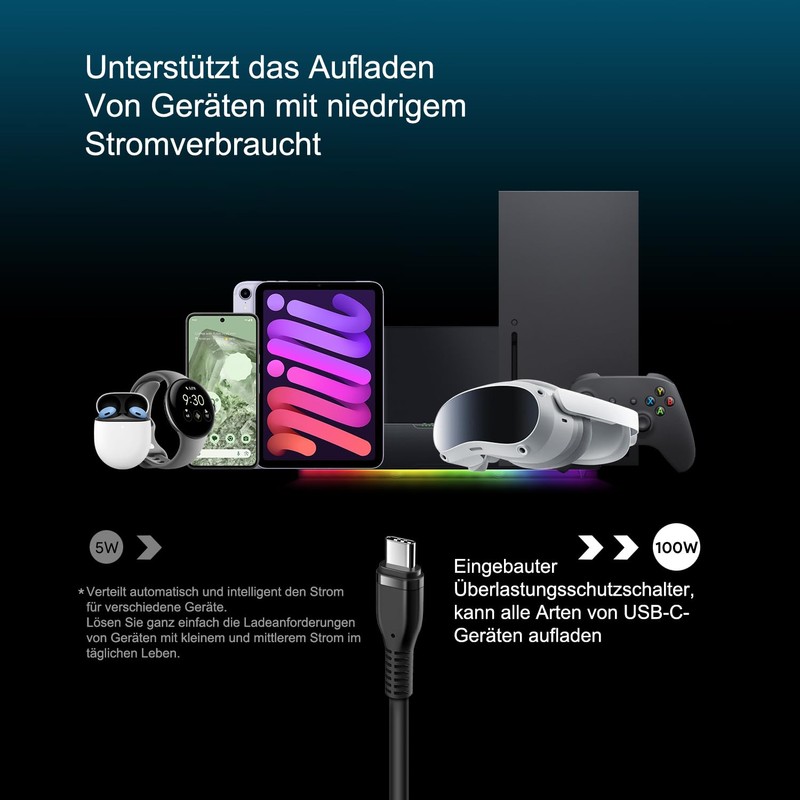 HKY 100W PD3.0 20V 5A USB C Power Supply for