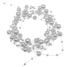 GraceAngie 100 Feet Artificial Pearl Beads Garland Chain Plastic Pearl Strands Chain Pearl String for Christmas Wedding Party Decoration Party Supplies (Silver)