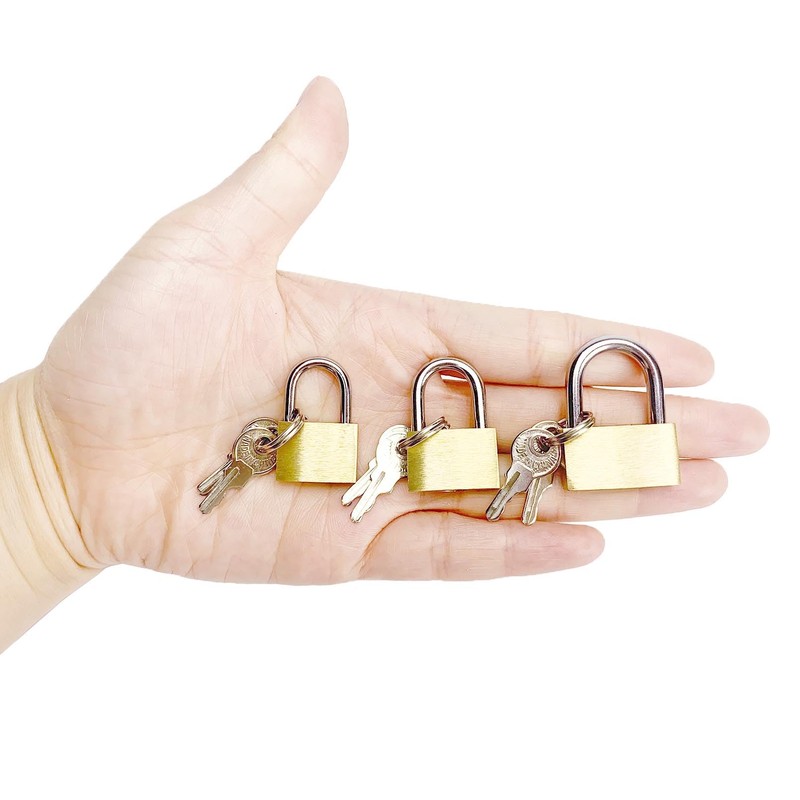 3 Pcs Small Solid Brass Locks with Keys, Mini Key