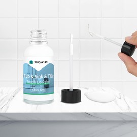 Jungarian Tub and Tile Paint, Bath Paint for Tub, Touch Up Paint Pen for Scratches & Spots, Quick Dry Porcelain Repair Kit for Sinks, Marble Countertop, Enamel and Toilets, Semi-gloss White, 1.5oz