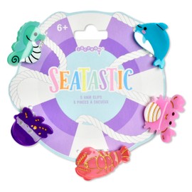 iscream Set of 5 Colorful 1" Seatastic Claw Hair Clips - Sweet Sealife Buddies
