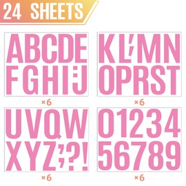 24 Sheets Letter Stickers Bulletin Board Letters Large 4 Inch Vinyl Alphabet Stickers Big ABC Numbers Peel and Stick for Poster Board Classroom Mailbox Crafts Window Door Decoration (Pink)