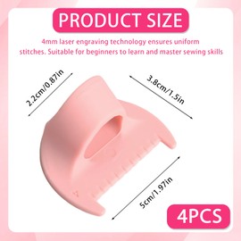 EBQOSK Edge Stitch Lock and Sewing Gauge, 4Pcs 4mm Edge Sewing Tools and Gadgets - Finger-Fit Sewing Gadgets for Quilting, Hemming, Needle Gauge, Seam Guide Ruler