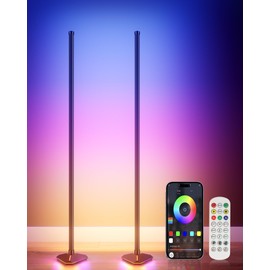 YIKBIK 2PCS Floor Lamp with Illuminate Base, 50" RGB+IC Cool White LED Floor Lamp Color Changing 24V with Music Sync 16 Million DIY Colors Modern Smart Stand Lamp for Bedroom, Living Room, Studio