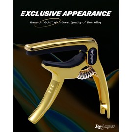 Leo Jaymz Heavy Duty Guitar Capo for Acoustic/Electric Guitars, Guitar Clip made of Zinc Alloy Metal, Guitar Clamp for Bass Classical Guitar, Ukulele, Mandolin,Banjo (Gold)