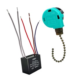 Qianly Ceiling Fan Switch Accessories Cabinet Light Pull Chain Switch Control,3 Speeds 5 Wire, Bronze Chain