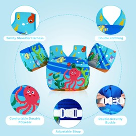 DOOHALO Kids Swim Floats for 28-70 Pounds Kid Arm Shoulder Float Vest Fit for 2-8 Years Older Boys Girls Toddler Baby Children