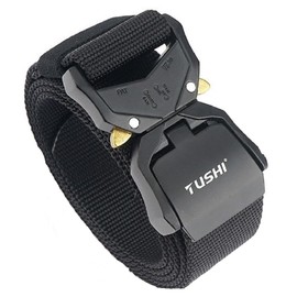 Dr.Oxi TUSHI Tactical Belt, 1.5 Inch Military Nylon Web Belt, Quick Release Buckle, Black