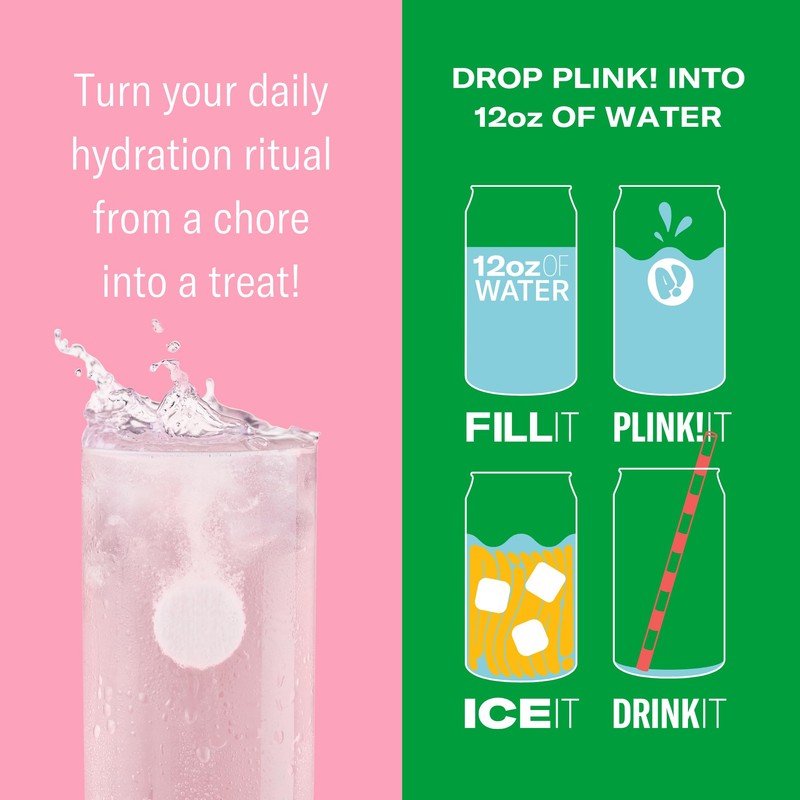 Plink! Fizzy Electrolyte Tablets for Adults & Kids – Watermelon,