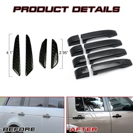 Xotic Tech Set(12Pcs) Gloss Black Door Handle + Real Carbon Fiber Door Edge Protect Guard Cover Trim Panel Frame Decoration Compatible with Land Rover Freelander 2 LR2 L359 Pre-Facelift 2006-2009