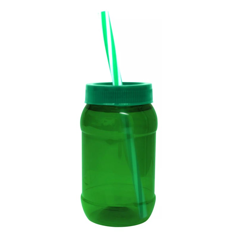 Termo Cilindro Jar Reusable Termo Neón Popote 50 Piezas 500ml