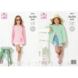 King Cole 5612 Knitting Pattern Girls Cardigan and Sweater in Paradise Beaches DK