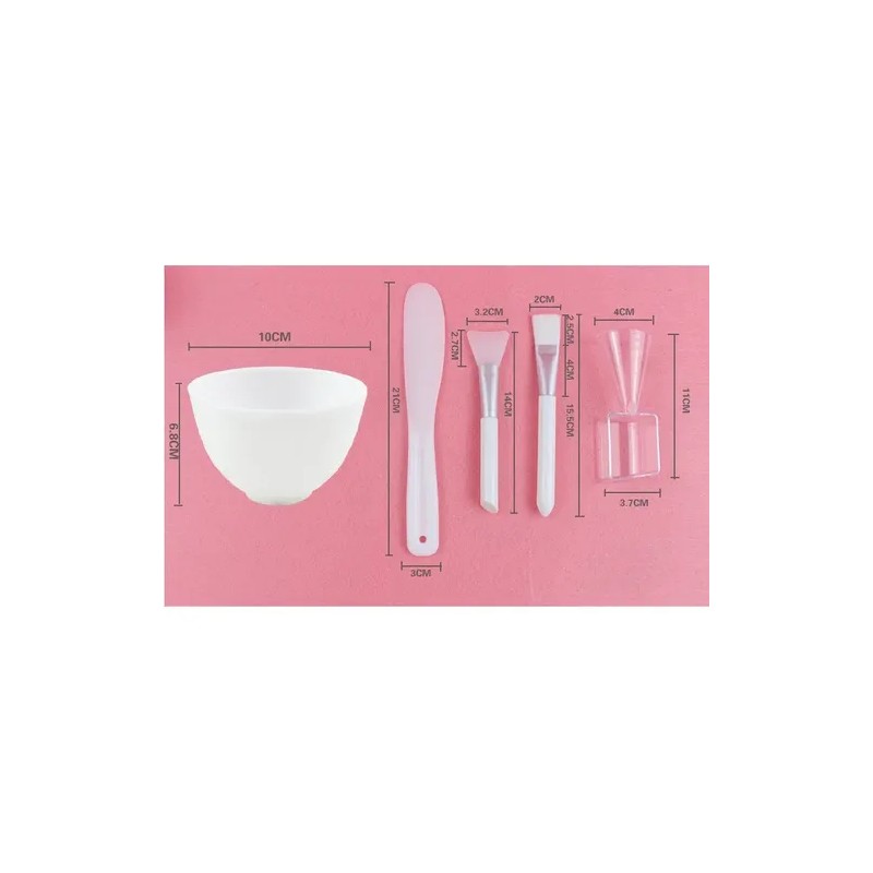 Tazón De Silicón Para Mascarilla Cuidado Facial Kit 5 Pzs