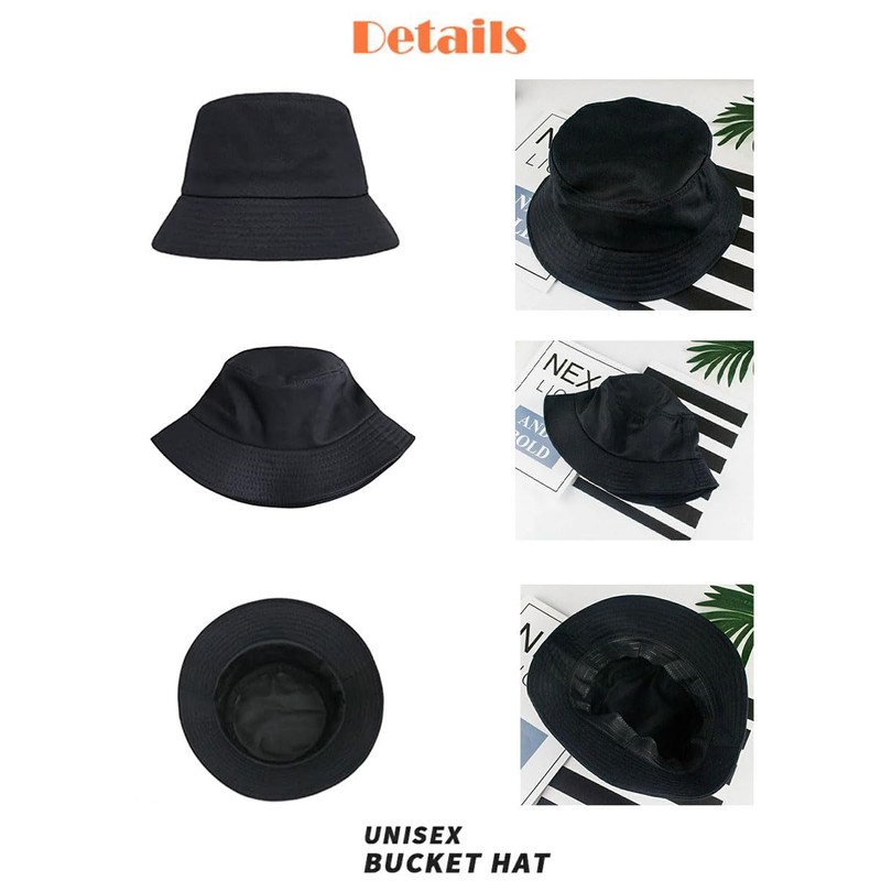 SLOW & MELLOW Bucket Hat, Unisex, Simple, Korean Style, Solid,