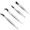 Ajcotahm 4 PCS Rubber Tipped Tweezers Set Straight Flat Tip