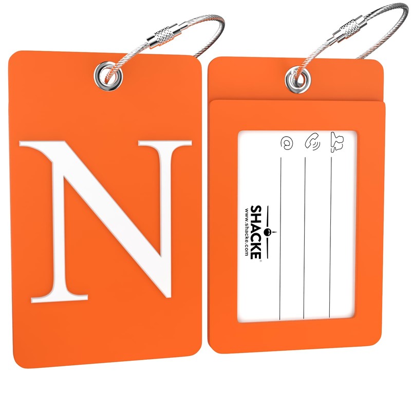 Shacke Luggage Tag Initial – Fully Bendable Tag w/Stainless Steel