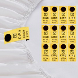 SheetSnaps Yellow King – 12-Pack Snap-On Sheet Labels for King Size – Color-Coded Washable Tags for Luxury Bedding & Quick Bed-Making