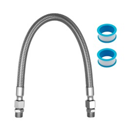 Industrial-Grade Compressor Jumper Hose – 1/2" NPT Male x 20" Length – 750°F / 450 PSI Rated – Full 360° Rotating Fittings – Flexible Stainless Steel Construction