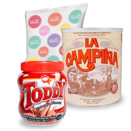 Toddy Chocolate - Leche La Campiña Venezuela Beverage Bundle, Powder Drink Mix Variety Pack Instant Powdered Milk And Chocolate Powder Drink Mix, Breakfast Shake with Vitamins and Proteins, Instant Hot and Cold Beverage for Kids & Adults