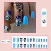 Press on Nails Medium Square Coffin Blue Gradient Ink Swoosh