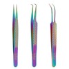 METALEKS Eyelash Extension Tweezers Set of 3 Japanese Steel Straight