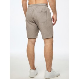 Elegancity Men's Drawstring Elastic Waist Texture Summer Shorts Stretch with 3 Pockets S-3XL, khaki, XL