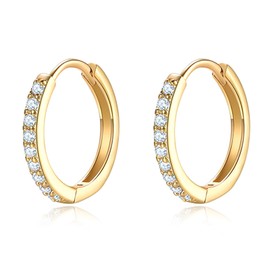 Gold Hoop Earrings for Women Gold Silver Plated Cubic Zirconia Hoop Earrings Set for Men Lightweight Huggie Hoops Hypoallergenic Gold Silver Earrings Set for Women Fashion Jewellery 1,3,4 Sizes,