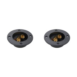 WDONAY 2 PCS Black Speaker Box Terminal Cup Round 2 Way Binding Post Power Plates Speaker Terminal Wire Cup Box Brass Plate Push Spring Cup Connector with Mounting Screws