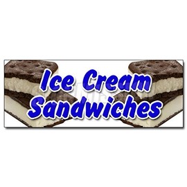 24" ICE Cream Sandwiches Decal Sticker Cones Homemade Sundae Waffle Flavors