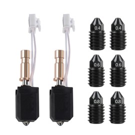 IdeaFormer-3D 8Pcs Upgraded 24V 48W Kobra S1 Hotend Kit, 2Pcs 0.4mm/0.6mm/0.8mm Hardened Steel Nozzles Print Head Extruder Hotend 200K Heating Rod Thermistor for Anycubic Kobra S1, Kobra S1 Combo