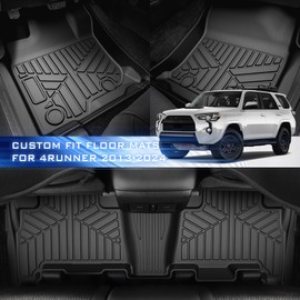 SSESS Car Floor Mats for Toyota 4Runner 2013-2024 (Fit 5/7 Seats) All-Weather Protection TPE Truck Liners Custom Fit Car Floor Liners Accessories, Front & Rear 2 Row Car Mats Set 3 PCS, Black