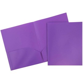 JAM PAPER Eco Friendly 2 Pocket School POP Poly Folders - Purple - 6/pack