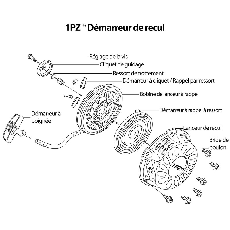 1PZ FPS-X39 Starter with Return Function Recoil Starter Pull Start