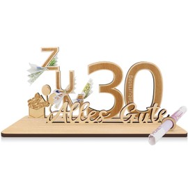 Sugeru Money Gifts Birthday for 30th | 25 x 13 x 12 cm | Birthday Women Men | Wooden Gifts | Gifts Made of Wood Decoration | Money Gift for Friends, Family, Lover's Guest Book