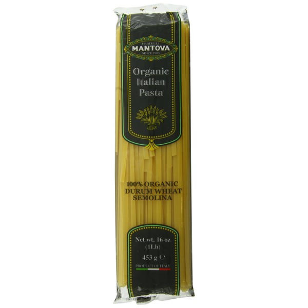 Mantova Italian Organic Fettucini Pasta - 100% Durum Semolina Organic Fettucine - 16 Oz (Pack Of 10) - Product Of Italy