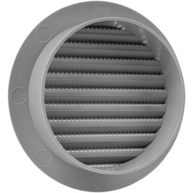 Vent Systems 4'' Inch Gray Soffit Vent Cover - Round Intake or Exhaust Air Vent Louver with Screen Mesh - Air Supply HVAC Ventilation for Bathroom, Home Office, Kitchen